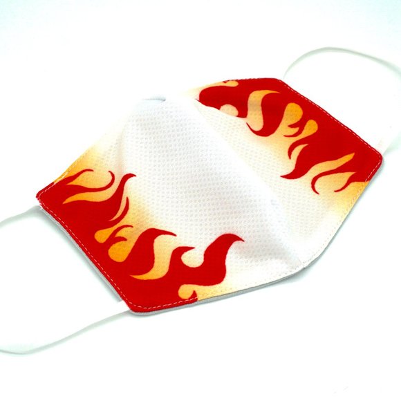 The Myriad Accessories - Flame Pattern Face Mask Red White Reusable